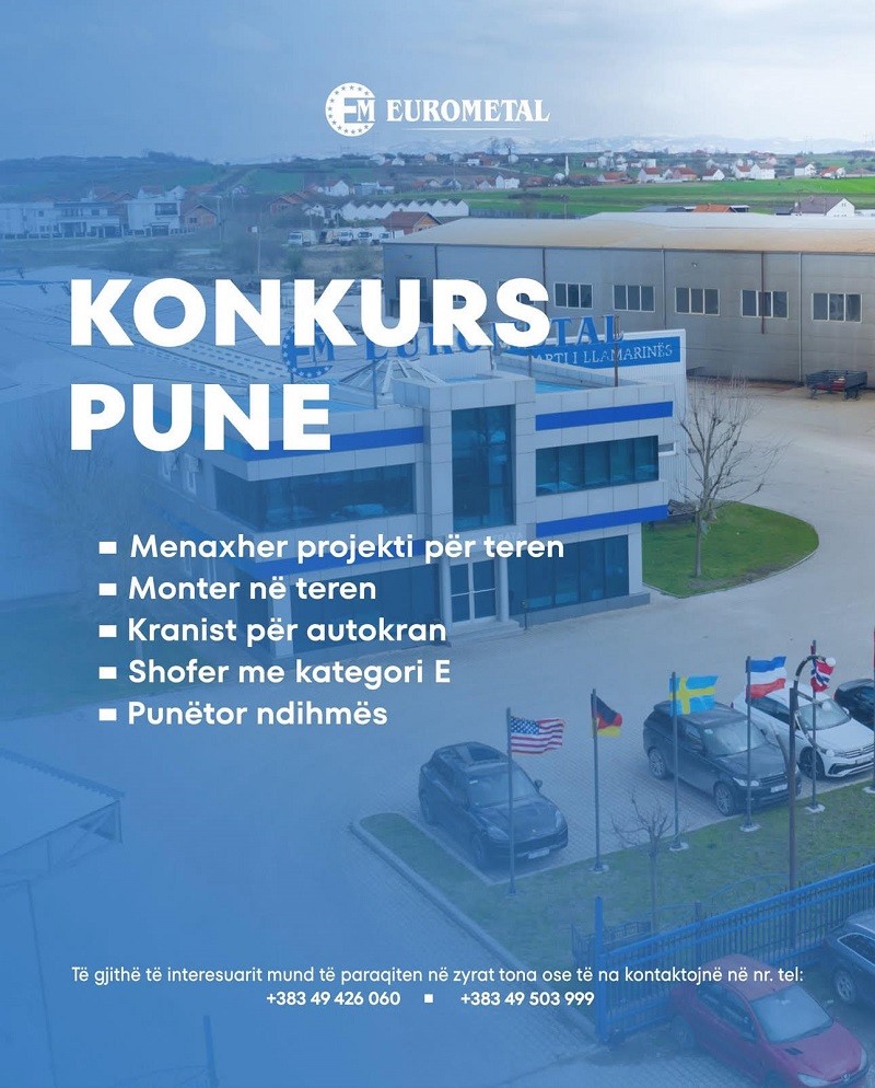 Menaxher projekti për teren, Monter në teren, Kranist për autokran, Shofer me kategori E, Punëtor ndihmës